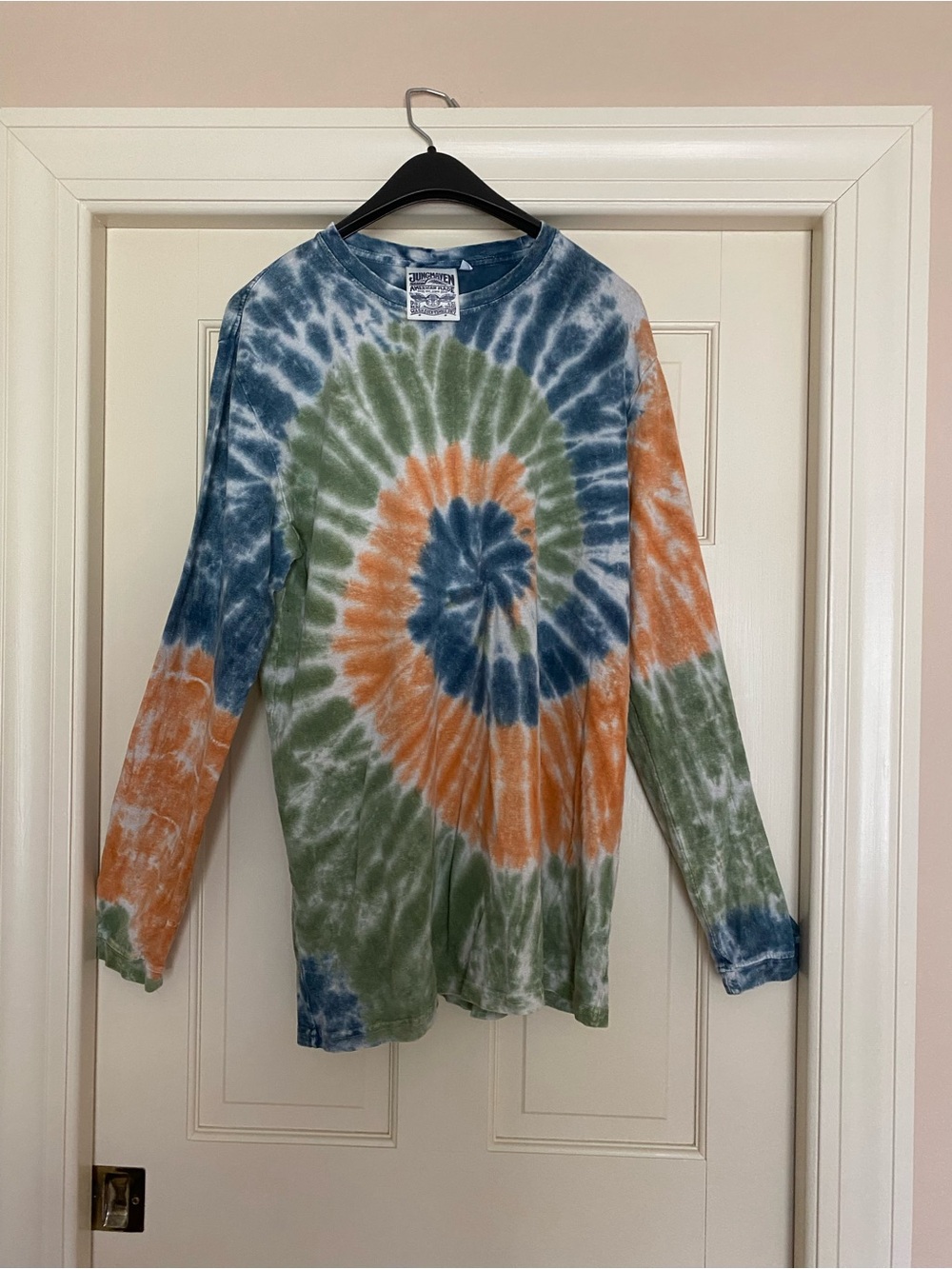 Jungmaven Mens Long-Sleeve Tee - Blue, Green & Orange